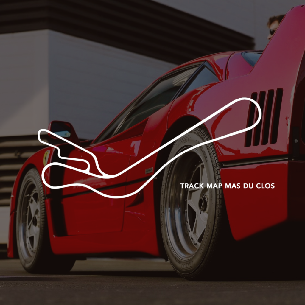 GT Track Club - Ferrari F40 en arrière plan avec le plan du mas du clos en premier plan